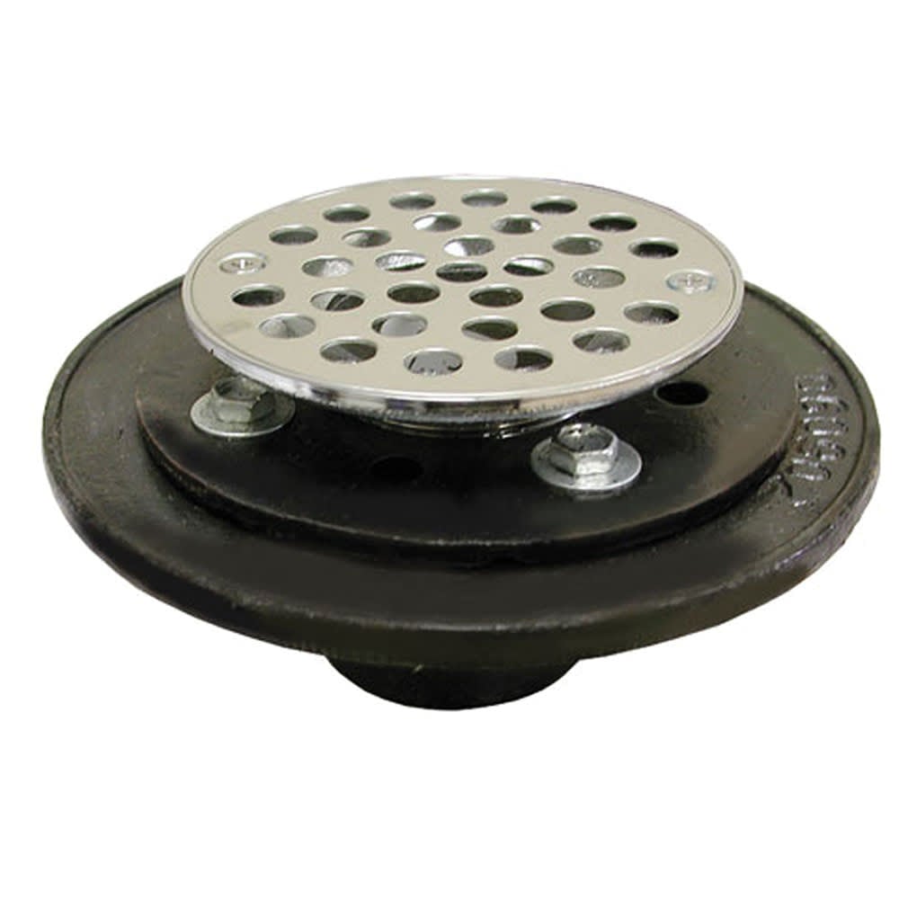 2" 6-1/2" Pan Cast Iron Round No-Hub with Strainer Shower/Floor Drain | JSCD60103