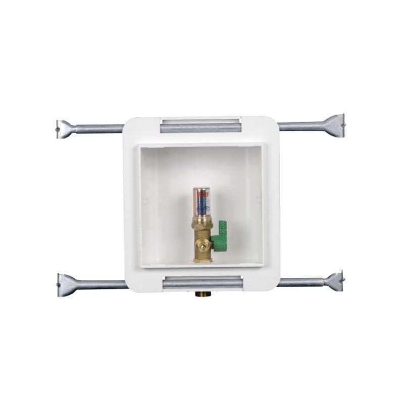 8.63" White Plastic Galvanized Steel Bracket Copper Tailpiece Fire-Rated Low Lead Ice Maker Outlet Box | OTY39121