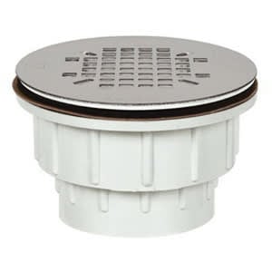 PVC White 825 Series Receptor Base Style Solvent Weld with Stainless Steel Strainer Shower Module Drain | SIO82527P