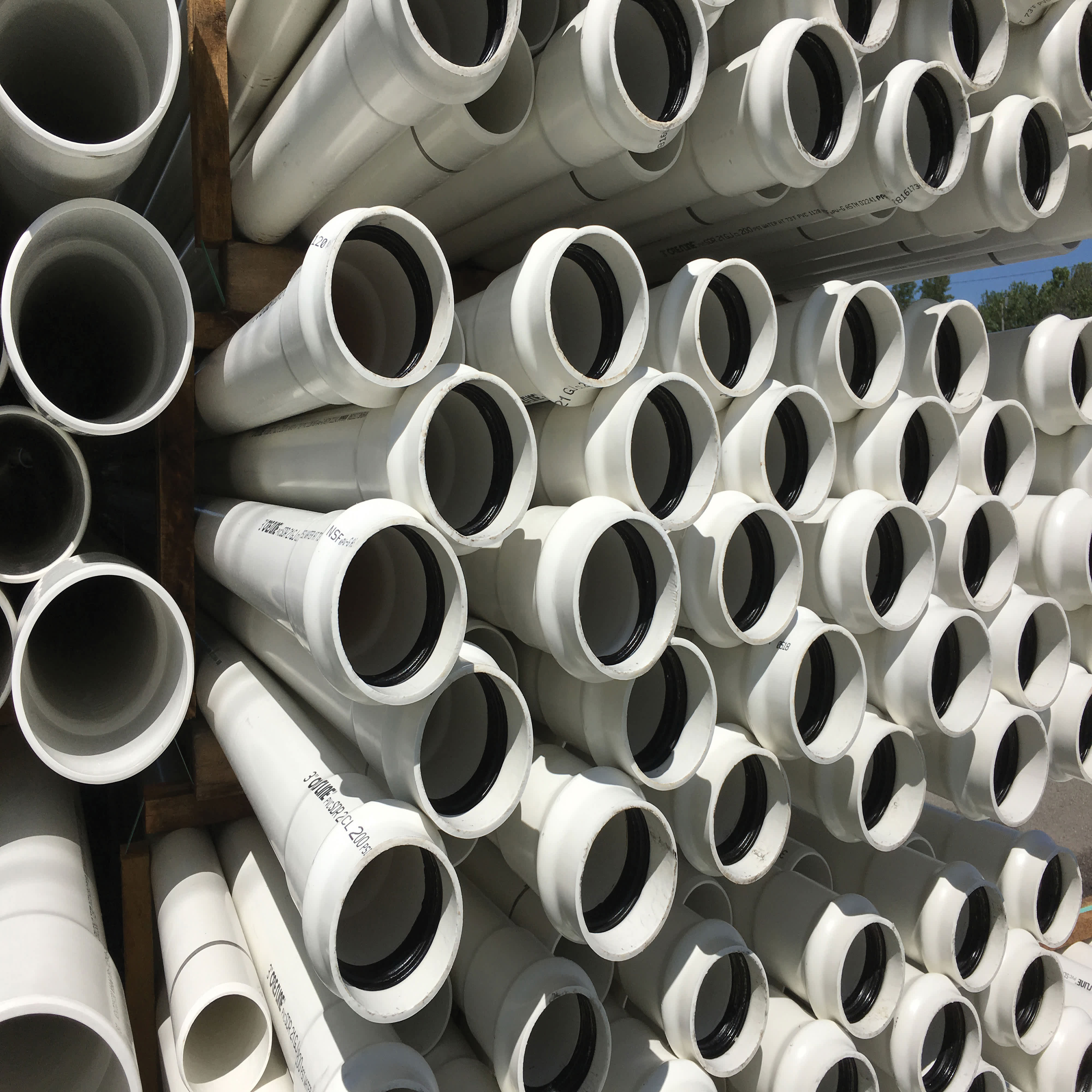 5" x 20' Bell End White PVC Pressure Pipe