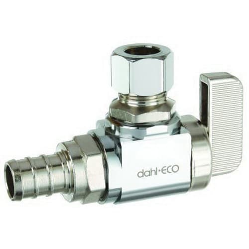 1/2" x 3/8" PEX Crimpex x OD Compression Chrome-Plated Lead-Free Brass Angled Stop Valve | DHL611PX331