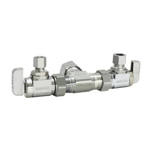 1/2" x 3/8" x 1/4" Compression Chrome-Plated Lead-Free Brass 2-Angle Dual Outlet Valve | DHLE334000