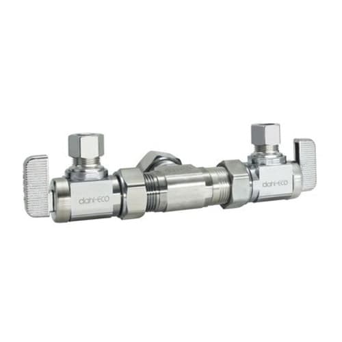 5/8" x 3/8" x 3/8" Compression Chrome-Plated Lead-Free Brass 2-Angle Dual Shut-Off Valve | DHLE334001