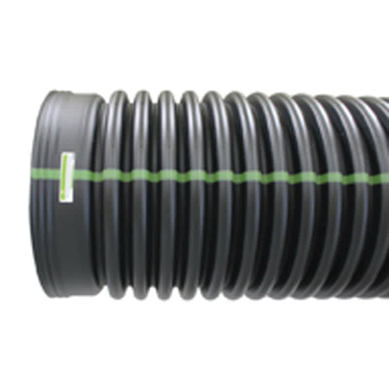 ADS Drainage Pipe, HDPE Dual Wall Inline Water-Tight N-12 Black, Bell-End x Spigot, 6" x 20' | DPE06650020IBDW