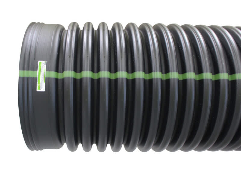 ADS Wall Pipe, HDPE Dual Wall Soil-Tight Solid Style Bell-End x Spigot, 12" x 20' | DPE12850020DW