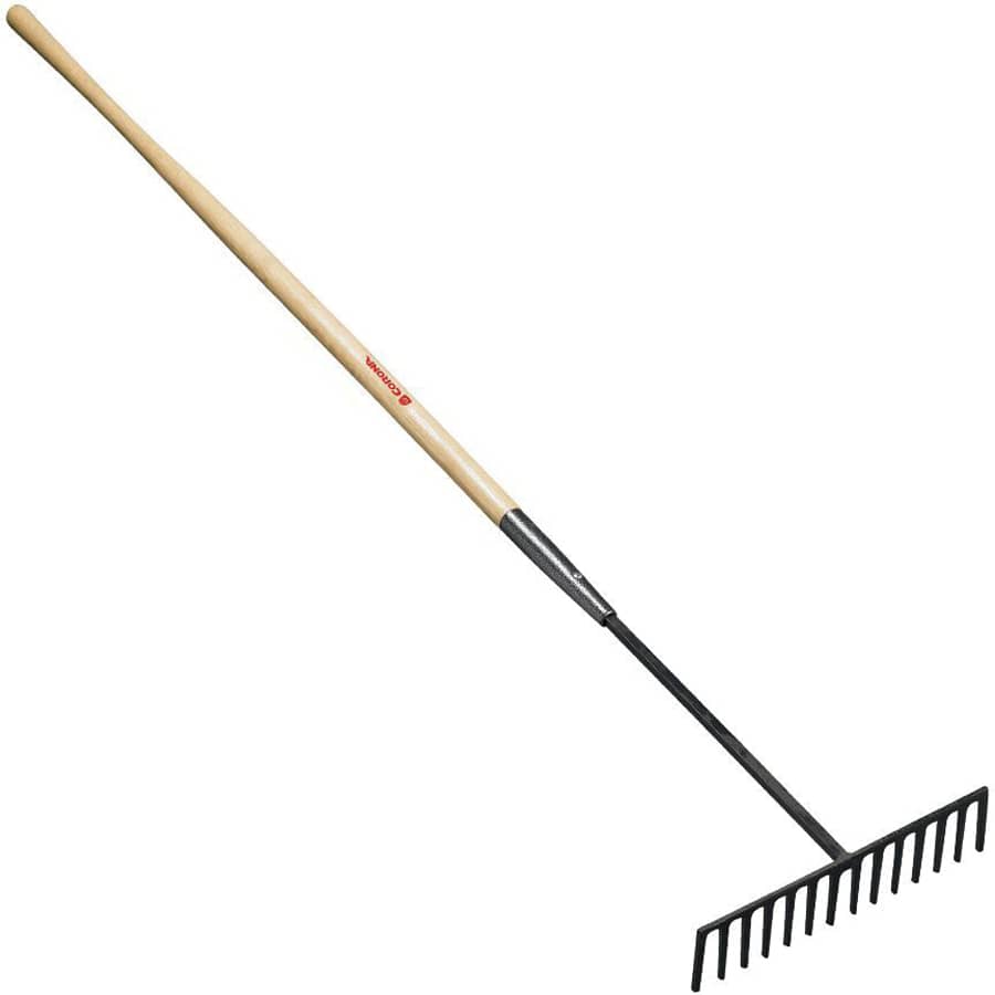 Tempered Steel 60" Ash Wood Handle 14 Tines Dirt/Asphalt Rake | CORRK66000