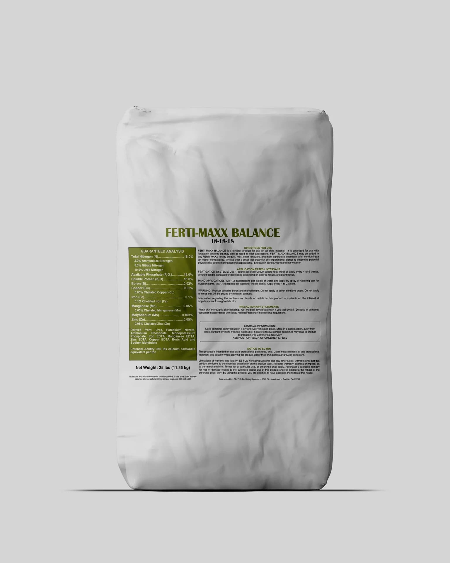 25 lb Fertilizer 2,000 sq ft Coverage 18-18-18