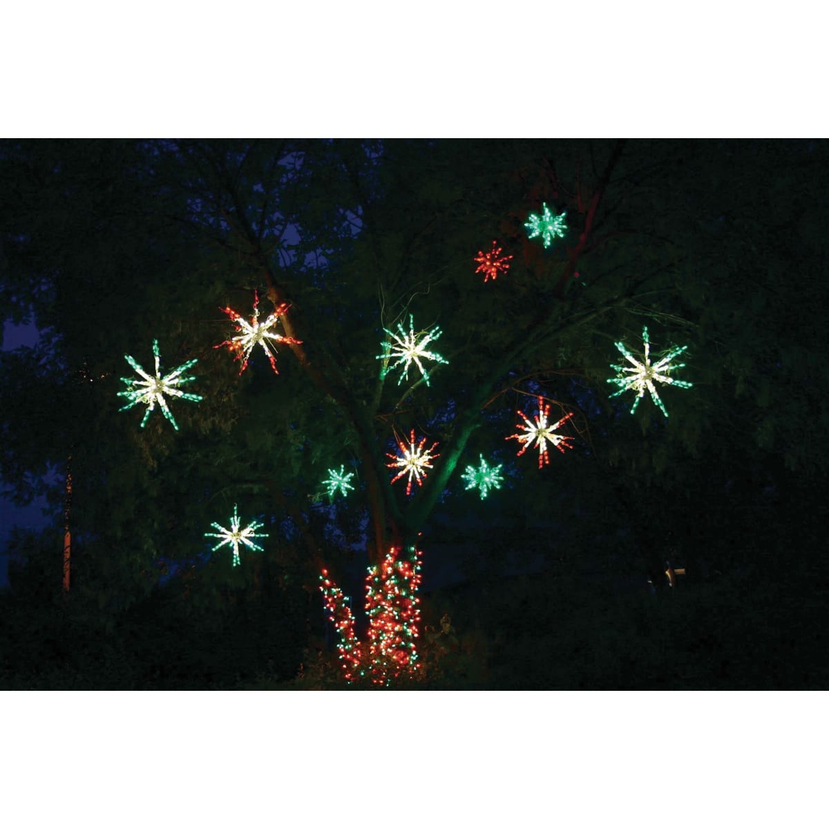 24" Pure White Green Metal Frame LED 3D Star Burst | HBL3D24STBPWGR
