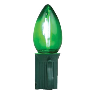Smooth Screw-In C7 LED Green Transparent Commercial Grade LED Bulb | HBLBU25FLDSC7TGR