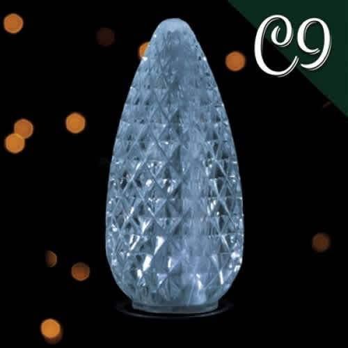 Faceted E17 C9 LED Cool White Transparent Christmas Light Bulb | BU-LED-FC9-TCW