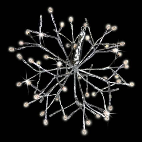 Warm White LED 12" Silver 3D Shimmering Sphere | HBLLED12SHSSWWTW