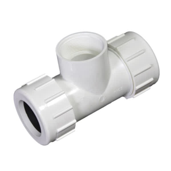 1" IPSCompression x FPT White PVC Tee | FLO12010