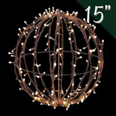 Brown/Warm White LED 15" Powder Coated Frame LED 3D Foldable Sphere | HBLLED15SPHBWW