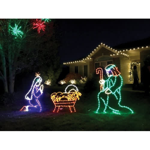 LED 37" x 32" Powder Coated Frame Multi-Colored Nativity Jesus | HBLLEDJESUS190
