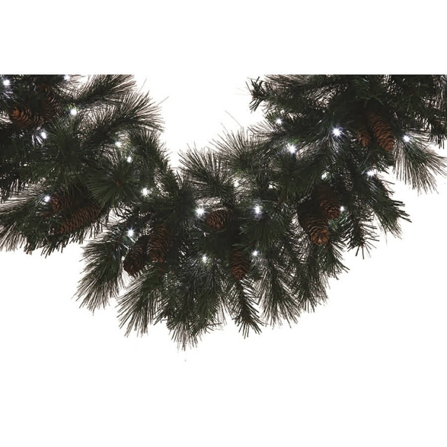 Pure White 5 mm LED 9' x 14" Mixed Noble Series Garland | HBLMGARL9PWLED