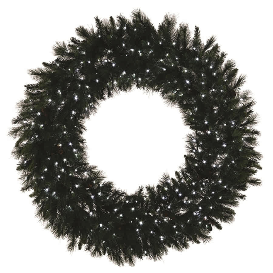 Pure White 5 mm LED 30" Mixed Noble Series Wreath | HBLMWR30PWLED