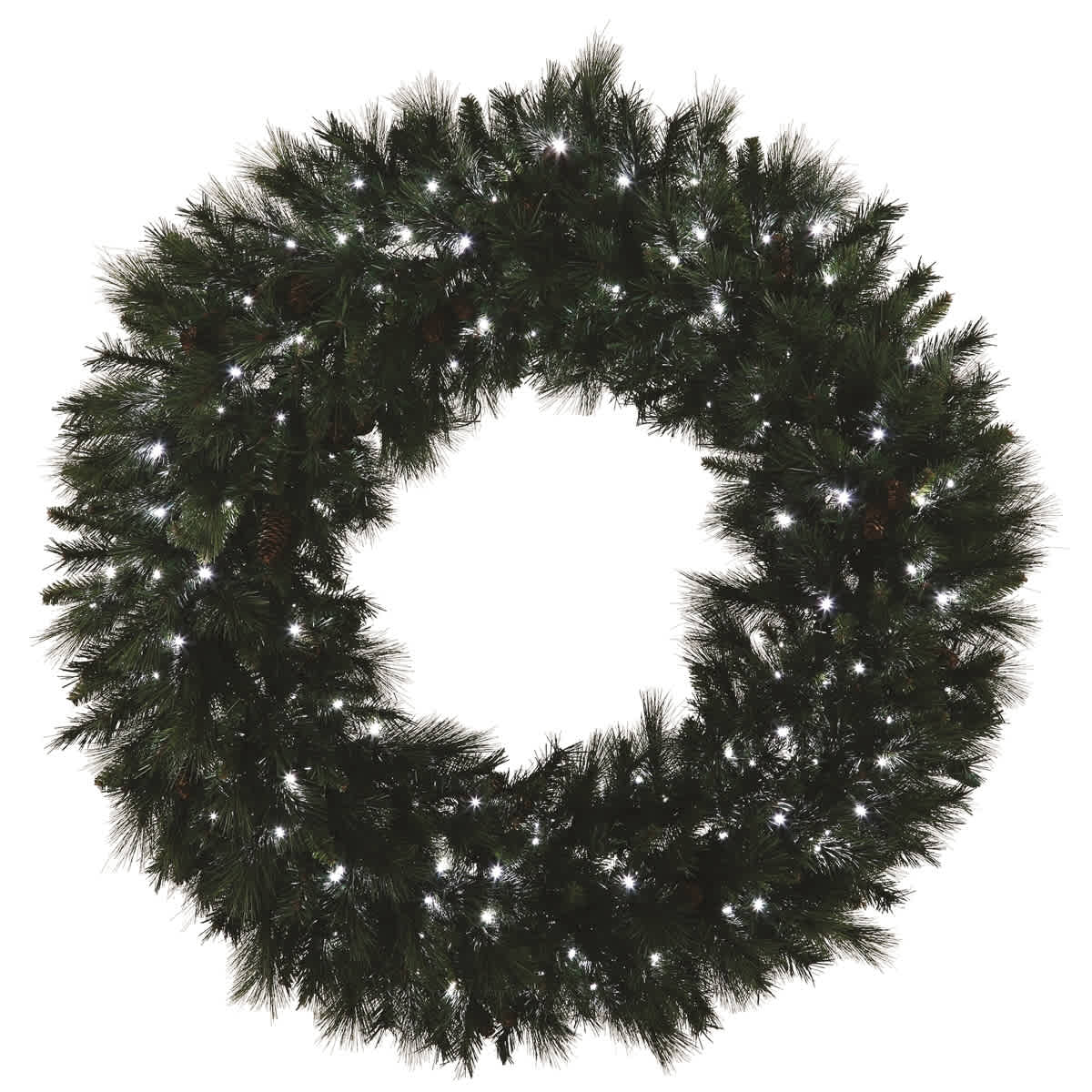 Pure White 5 mm LED 60" Mixed Noble Series Wreath | HBLMWR60PWLED