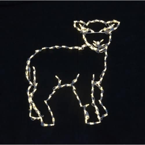 LED 32" x 29" Powder Coated Frame Nativity Standing Lamb | HBLLEDLAMB1116