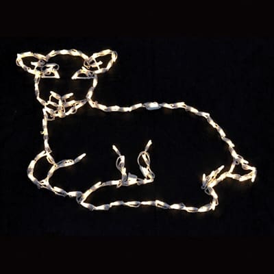 LED 24" x 34" Powder Coated Frame Nativity Laying Lamb | HBLLEDLAMB295
