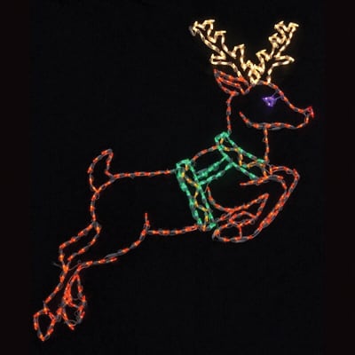 LED 51" x 56" Powder Coated Frame Leaping Reindeer | HBLLEDLR277