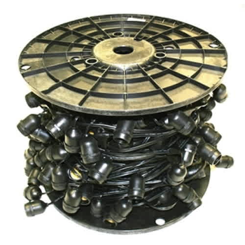 Vintage E26 Socket Cord 330' Black For Vintage Patio Lights | LEDREEL-VIN330