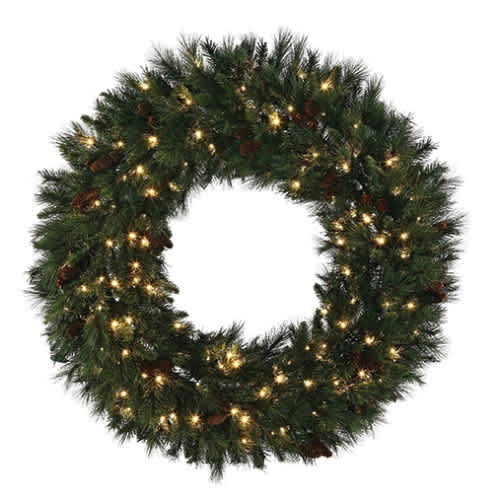 Warm White 5 mm LED 24" Mixed Noble Series Battery Operated Wreath | HBLMWR24BOWW