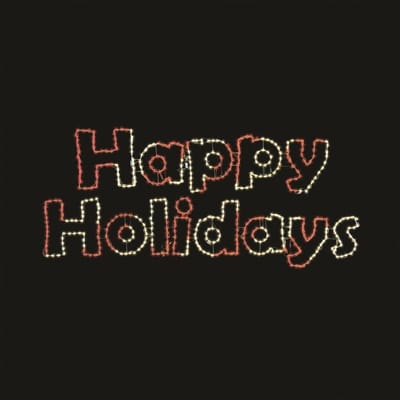 18' Powder Coated Frame Twinkly Pro RGB Series Happy Holidays Sign | HBLTWPHHS400RGB