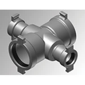 4" x 4" x 2-1/2" x 2-1/2" Gasketed Bell End 10.9" L Ductile Iron Cross | HRC804150505