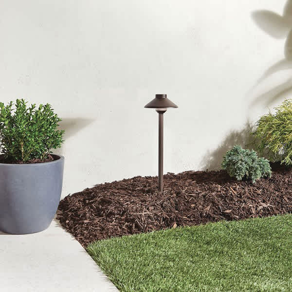 2 W 3000K Integrated LED Textured Architectural Bronze Aluminum Stepped Dome Path Light | KIC15820AZT30