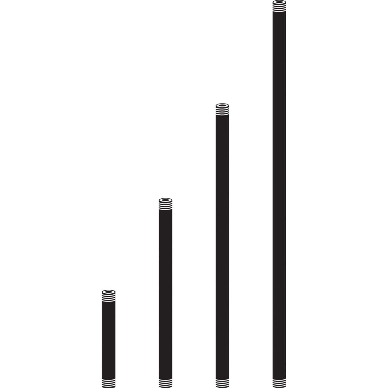 3/4" x 24" Textured Black Aluminum For In-Ground Support Stakes and Surface Mounting Flanges Mounting Stem