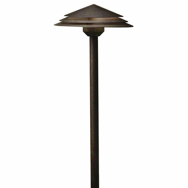 3.8 W 2700K Integrated LED Textured Black Aluminum Round Tiered Path Light | KIC16124BKT27