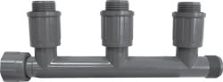 Gray PVC 3 Port Male Valve Manifold | 1301310