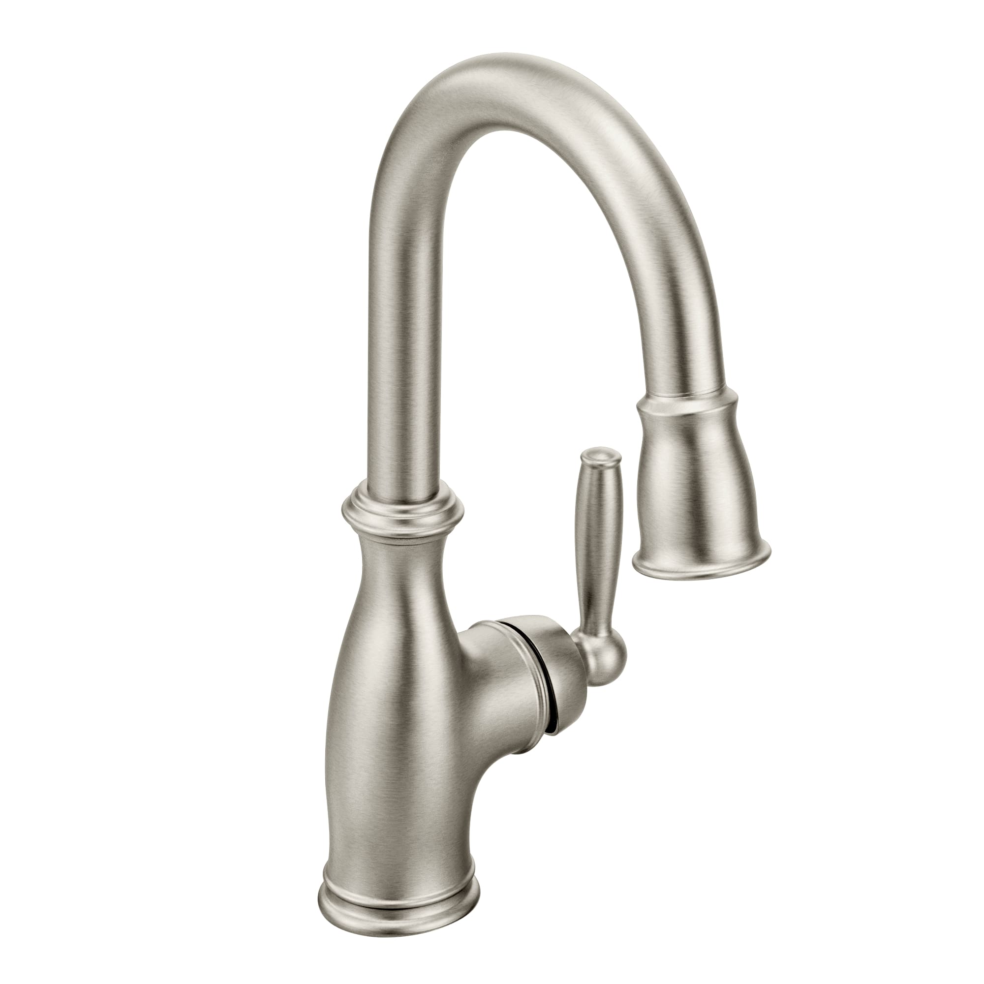 3/8" Compression 14-3/8" Metal Spot Resist Stainless Steel 1-Handle High Arc Pulldown Bar Faucet | MON5985SRS