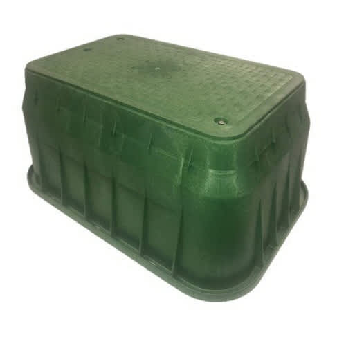 17" x 30" x 15" Rectangular Green Box Irrigation Control Valve Pro-Spec with Overlapping Bolt-Down Green Cover Valve Box | NDB224BCB
