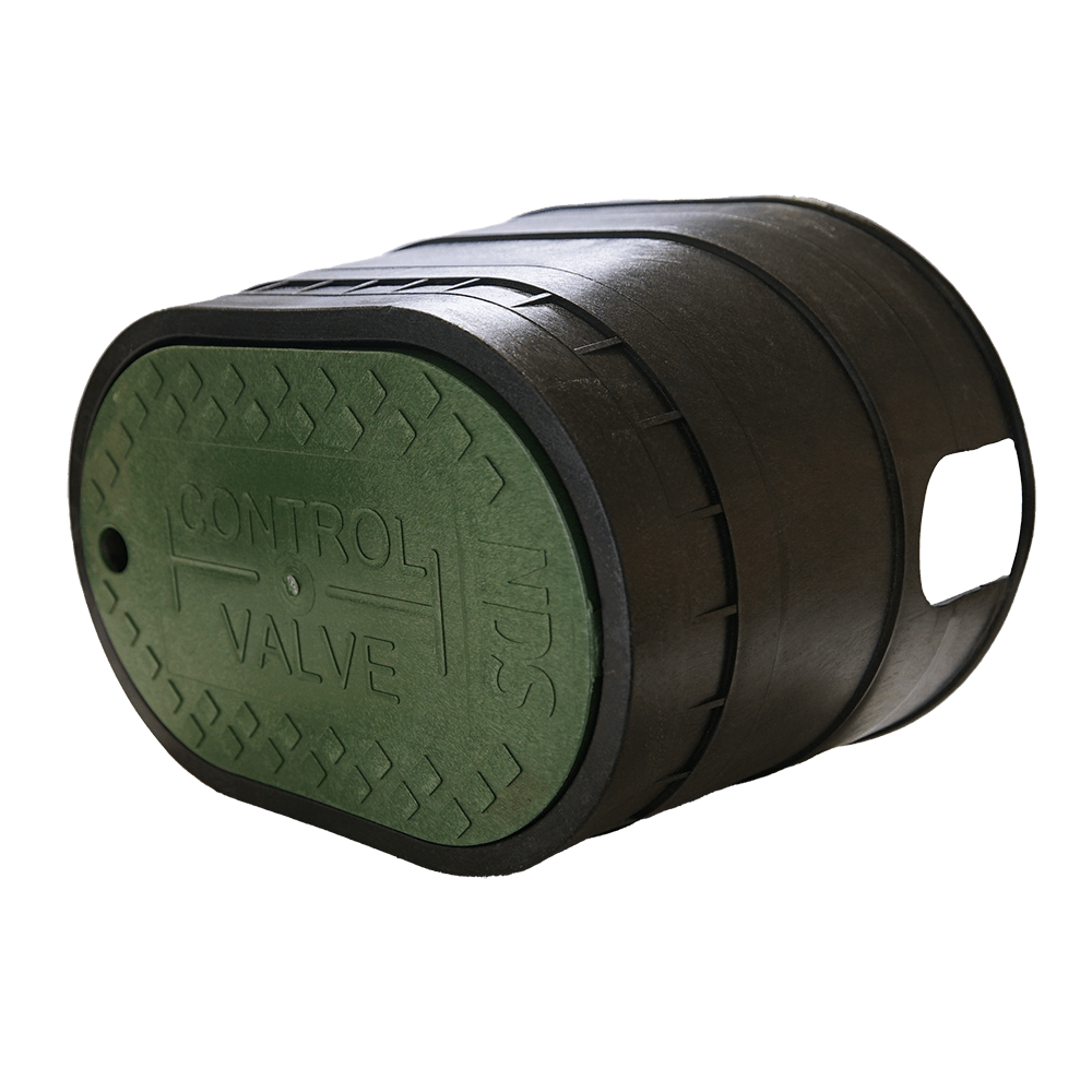 12" Oval Black Box Control Valve with Drop-In Green Cover Valve Box | NDBM2SG