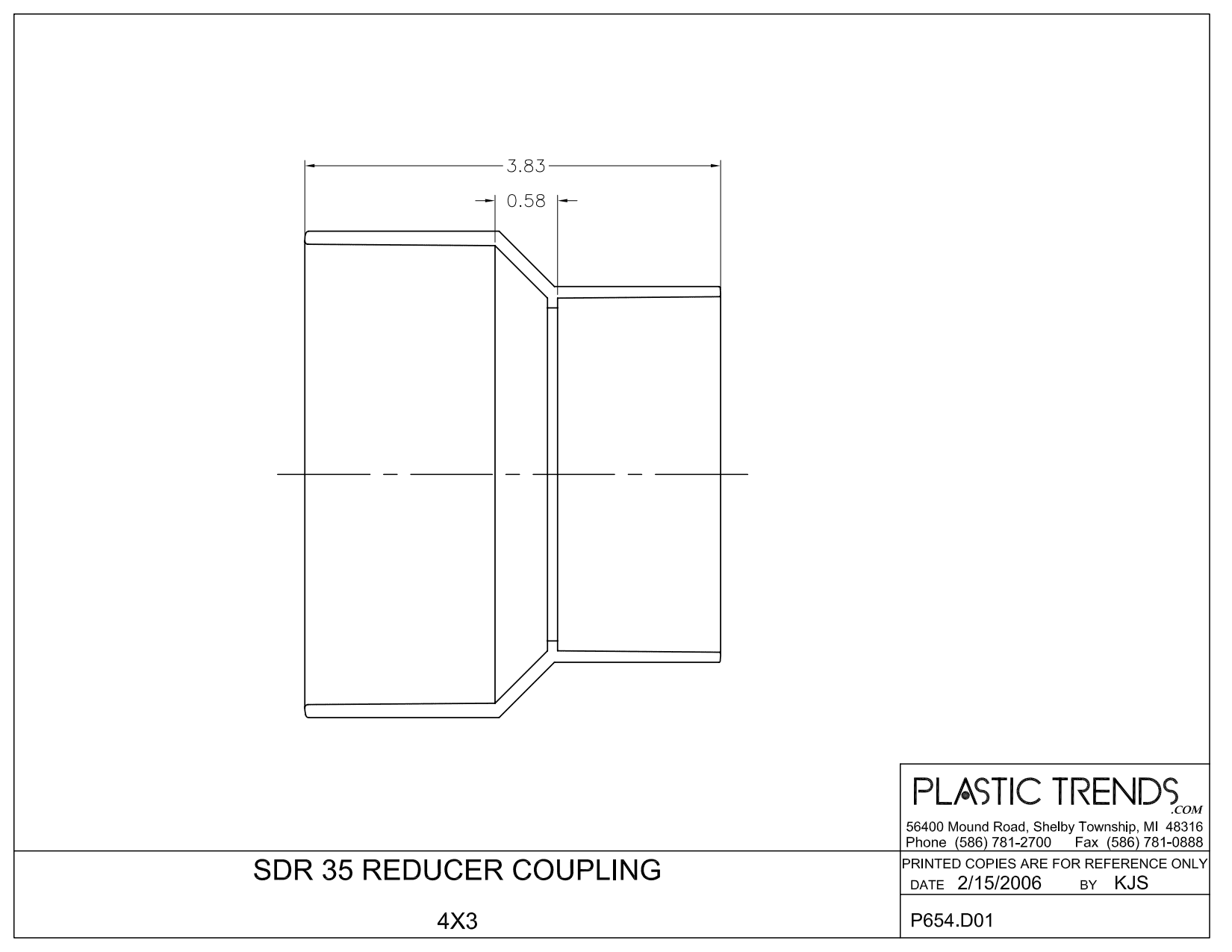3" x 4" Hub Red PVC Solvent Weld Reducing Coupling | NDP4P07