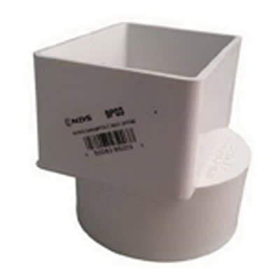 Adapter, 3" x 4" x 4"Flushmount Downspout x Solvent Sewer Hub PVC P Series SDR-35 Solvent Weld | 9P13