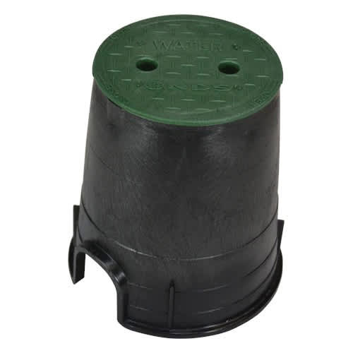 6" Round Black Box Water Meter Pro with Overlapping Green Cover Valve Box | NDB107BCW