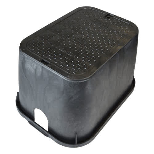 14" x 19" Rectangular Black Box Irrigation Control Valve Standard with Overlapping Black Cover Valve Box | NDB113BCBLK