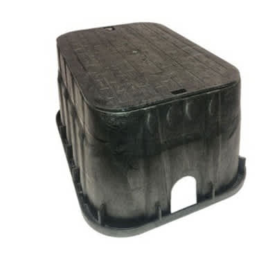 13" x 20" Rectangular Black Box Irrigation Control Valve Pro-Spec with Overlapping Bolt-Down Black Cover Valve Box | NDB317BCBBLK
