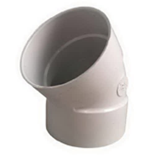 6" Hub White PVC 45 deg 1/8" Bend Solvent Weld Elbow