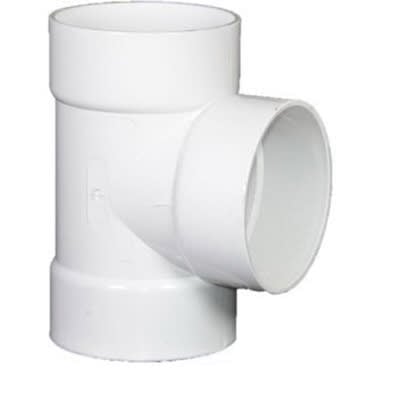 8" x 4" Hub White PVC Solvent Weld Straight Tee | NDP84P01