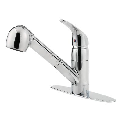 1/2" NPSM 10" x 9-7/8" Brass Polished Chrome 1-Handle Pfirst Series Pull-Out Kitchen Faucet | PPFG13310CC