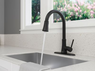 1/2" NPSM 16-1/8" Zinc Matte Black 1-Handle Pfirst Series Pull-Down Kitchen Faucet | PPFG529PF2B