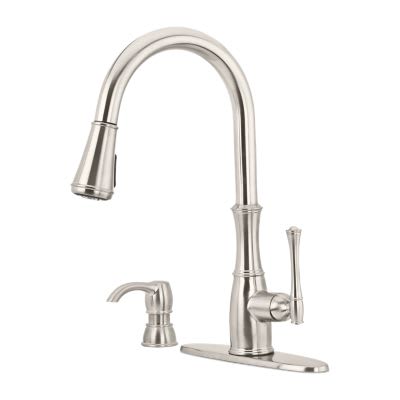 3/8" Female Threaded 16-15/16" Zinc Stainless Steel 1-Handle Wheaton Series Pull-Down Kitchen Faucet | PPFGT529WH1S