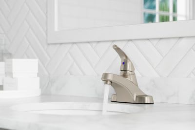 1/2" NPSM 6-15/32" x 6-15/16" Metal Brushed Nickel Single Control Pfirst Series Bathroom Faucet | PPFLG142800K