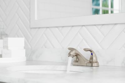 9-5/16" x 3-1/2" Metal Brushed Nickel 2-Handle Pfirst Series Centerset Bathroom Faucet | PPFLG143610K