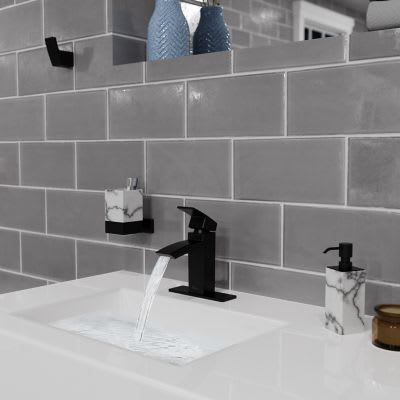 6-5/32" x 6-11/16" Metal Matte Black Single Control Kenzo Series Bathroom Faucet | PPFLG42DF1B