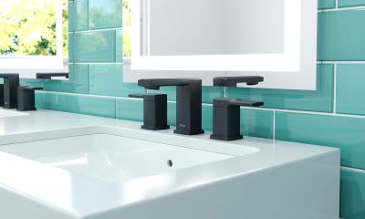 1/2" NPSM 4-5/8" Metal Matte Black 2-Handle Deckard Series Widespread Bathroom Faucet | PPFLG49DAPB
