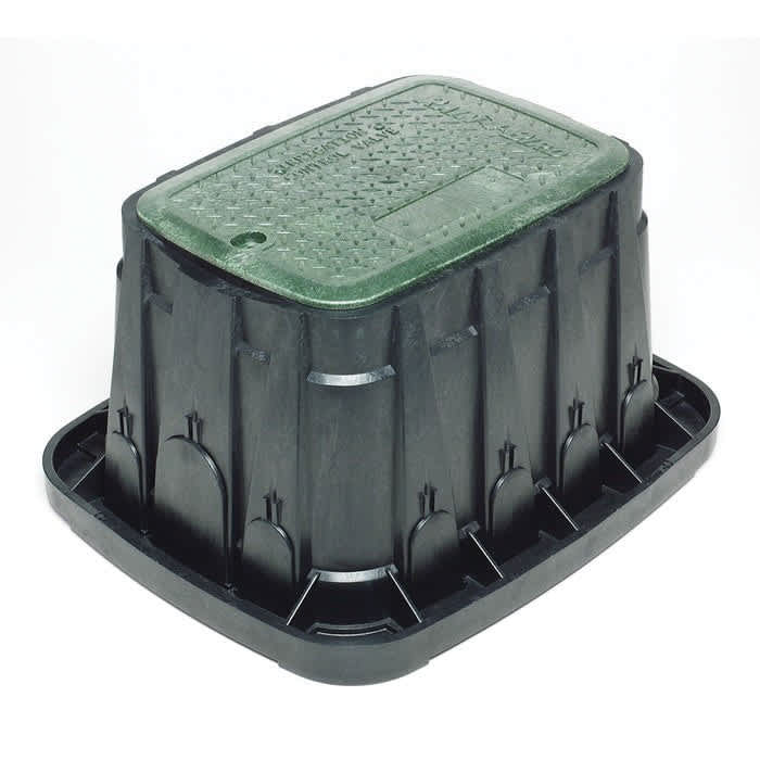 23.2" x 19.3" Rectangular Black Irrigation Control Valve VB Standard with Green Lid Valve Box | RBGVBSTNDGRN